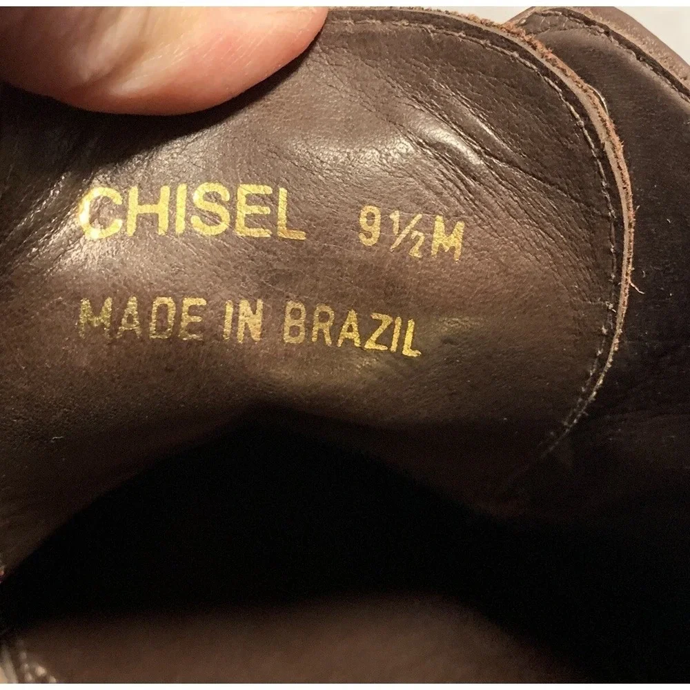 Studio Belvedere Dress Shoes‎ Mens 9.5 Chisel Brown Leather Square Toe Brazil